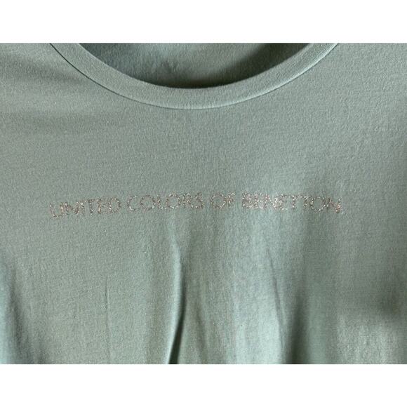 United Colors of Benneton Logo T-Shirt Teal Mist S Minimalist 72-42 - Picture 3 of 10